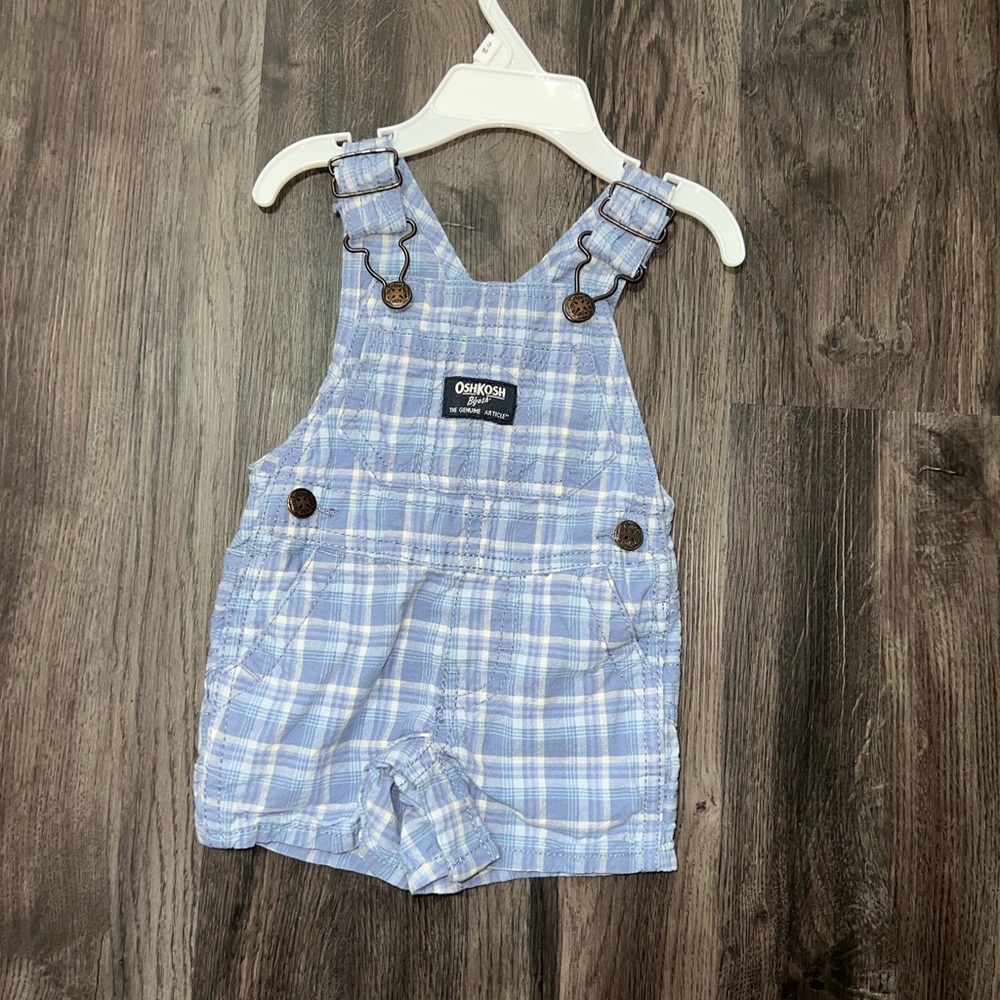 OshKosh B'gosh Blue Overalls Classic Plaid Design